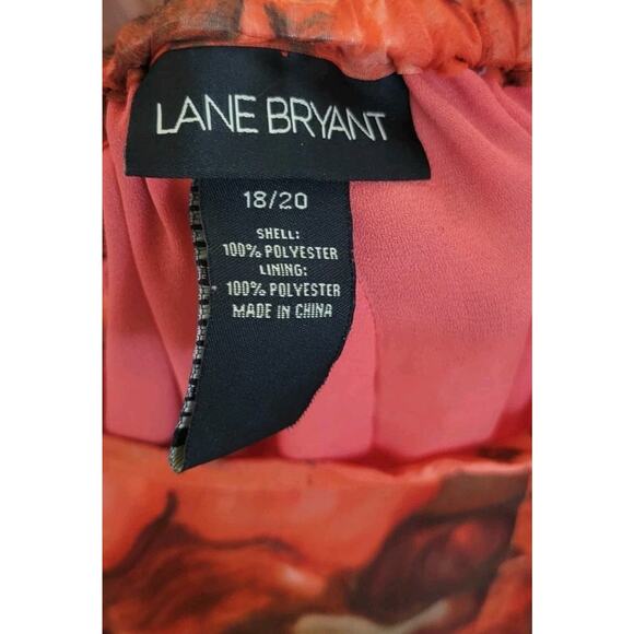 Lane Bryant Womens Skirt Size 18/20 Red Orange Brown Floral Elastic Waist Pullon - Picture 4 of 4